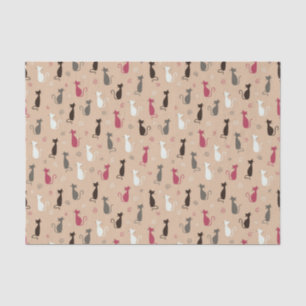 Papier Mousseline rose de motif de chats
