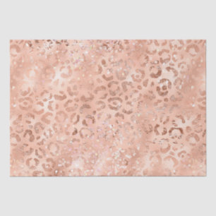 Papier Mousseline Rose de pêche Leopard Glitz