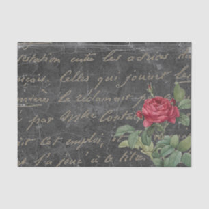 Papier Mousseline Rose de tableau de bord Gold French Script Vintage