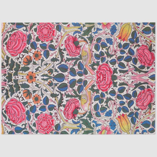 Papier Mousseline Rose et Bird, William Morris (Recto)