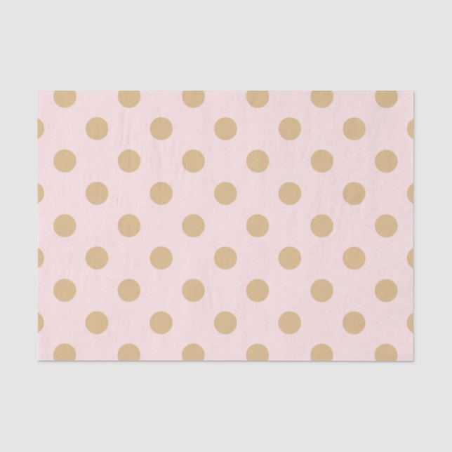 Papier Mousseline Rose et motif de point de polka d'or (Recto)