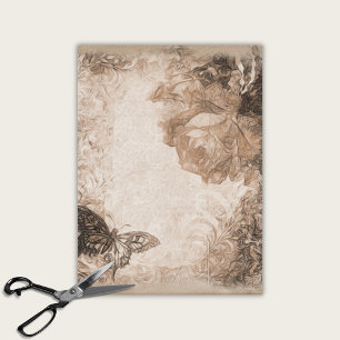 Papier Mousseline Rose et papillon Vintage découpage d'antiquité