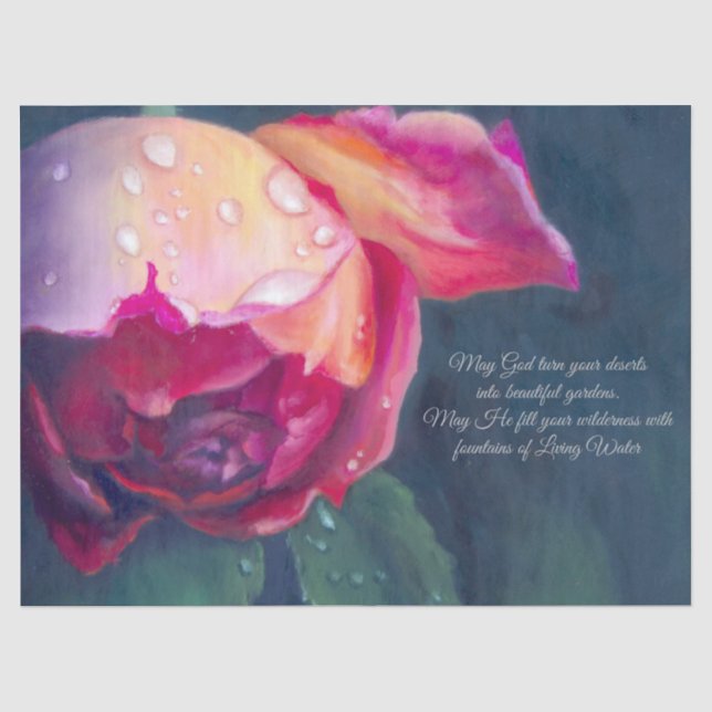 Papier Mousseline Rose et prière Découpage Tissu papier (Recto)