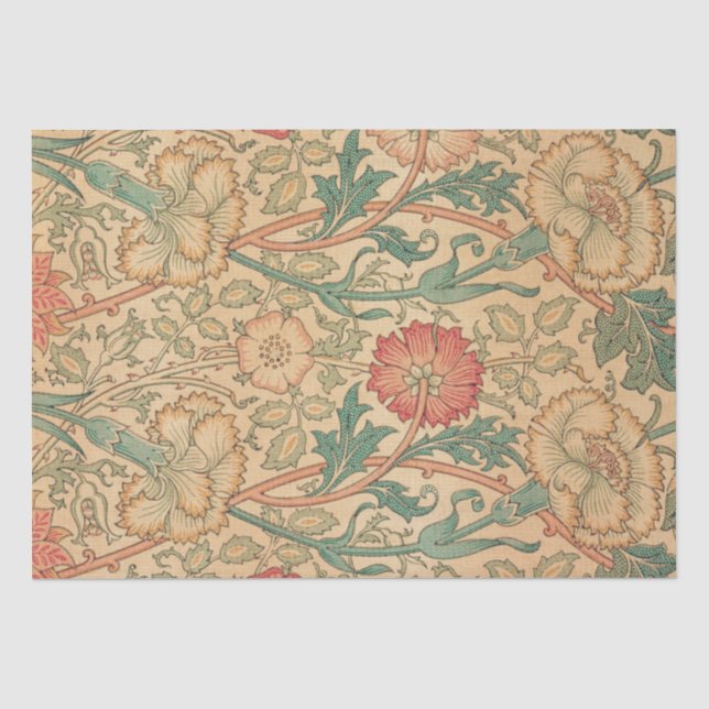 Papier Mousseline Rose et Rose par William Morris (Recto)