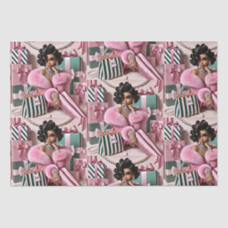 Papier Mousseline Rose Et Vert Chic