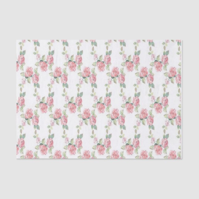 Papier Mousseline Rose Florale Rose Rose Shabby Chic (Recto)