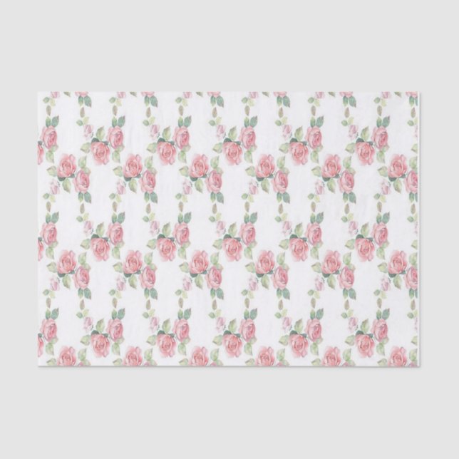 Papier Mousseline Rose Florale Rose Shabby Chic (Recto)