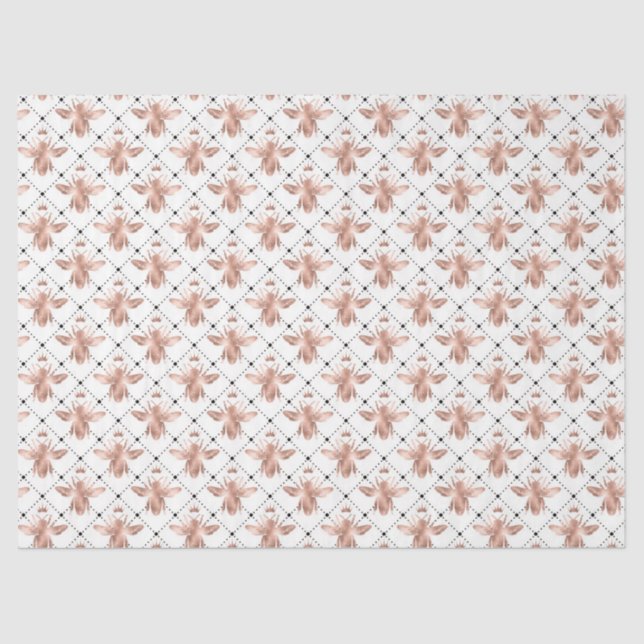 Papier Mousseline Rose Gold Bee Series Design 4 Tissu Papier (Recto)