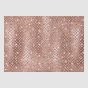 Papier Mousseline Rose Gold Élégant Diamants Paillettes Métalliques