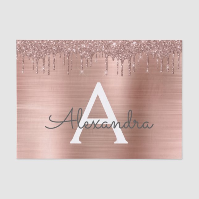 Papier Mousseline Rose Gold - Parties scintillant rose pâle Nom du m (Recto)