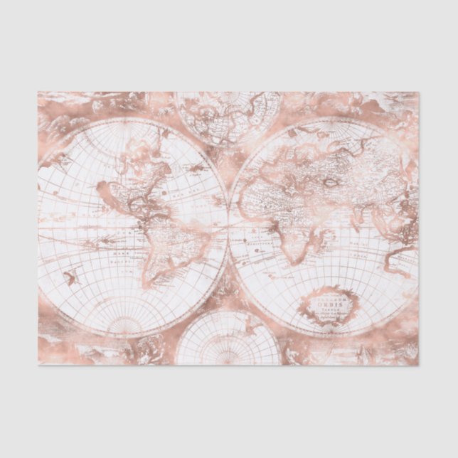Papier Mousseline Rose Gold Pink MetParties scintillant Carte du mon (Recto)