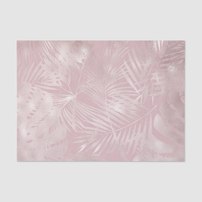 Papier Mousseline Rose Gold rose Botanique Tropical Palm Tree Feuill (Recto)