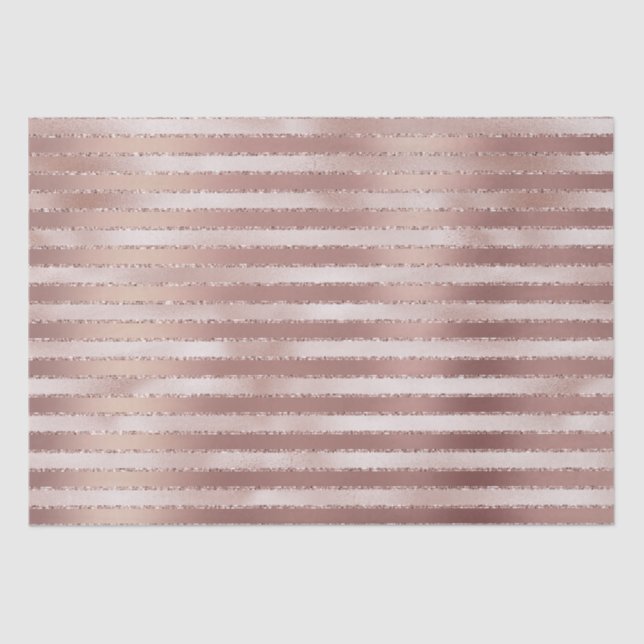 Papier Mousseline Rose Gold Rose Clair Rayures Pailletées Baby Showe (Recto)