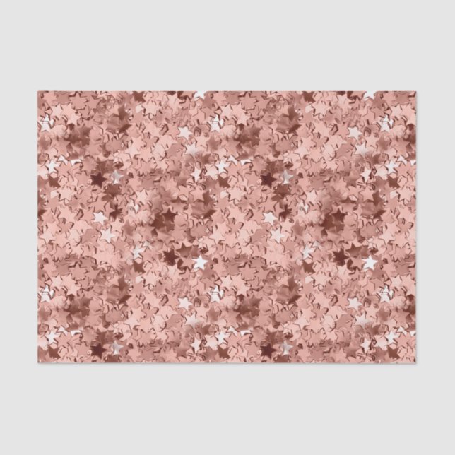 Papier Mousseline Rose Gold Star Confetti look métallique (Recto)