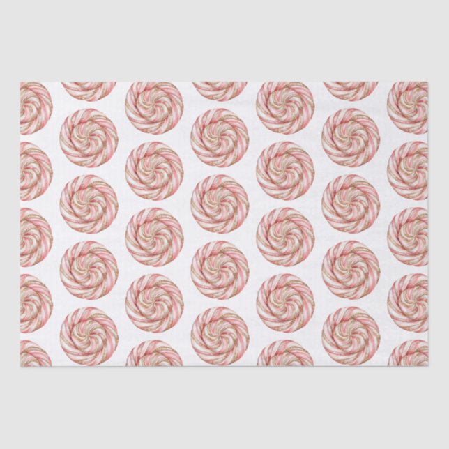 Papier Mousseline Rose Gold White Pepperments Noël (Recto)