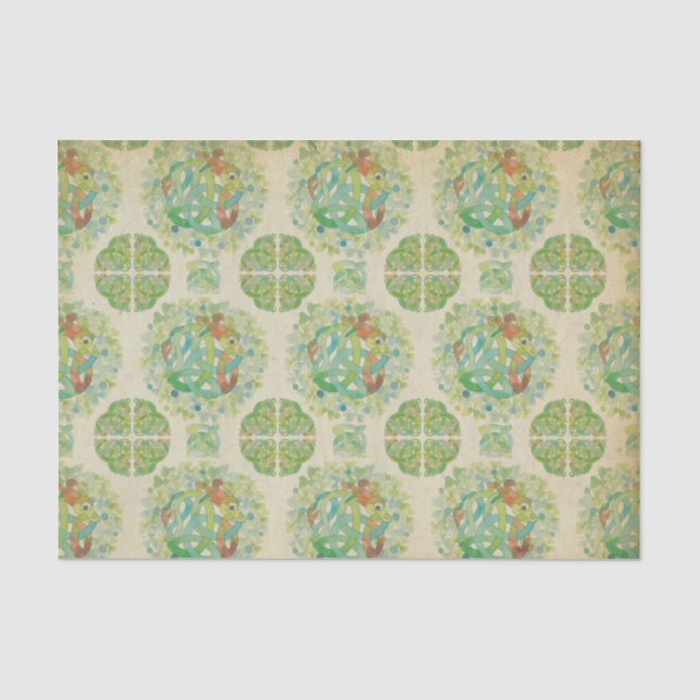 Papier Mousseline Rose irlandais Celtic Knot Tissu Papier papier (Recto)