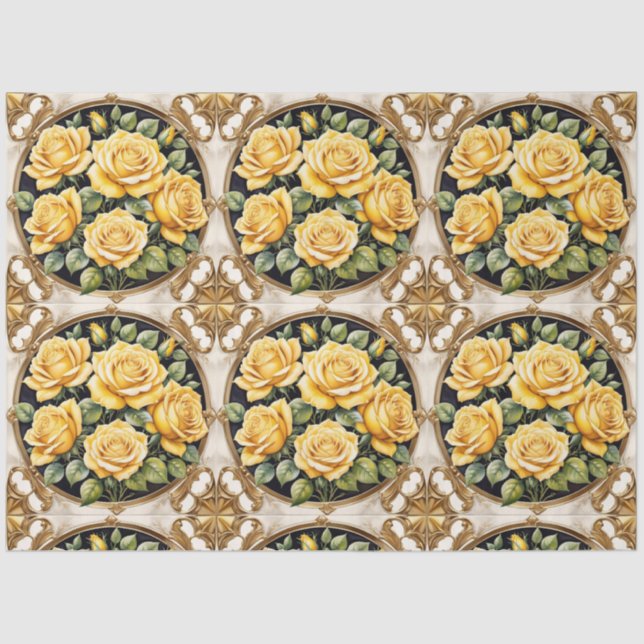 Papier Mousseline Rose jaune Populaire Belle Collection (Recto)