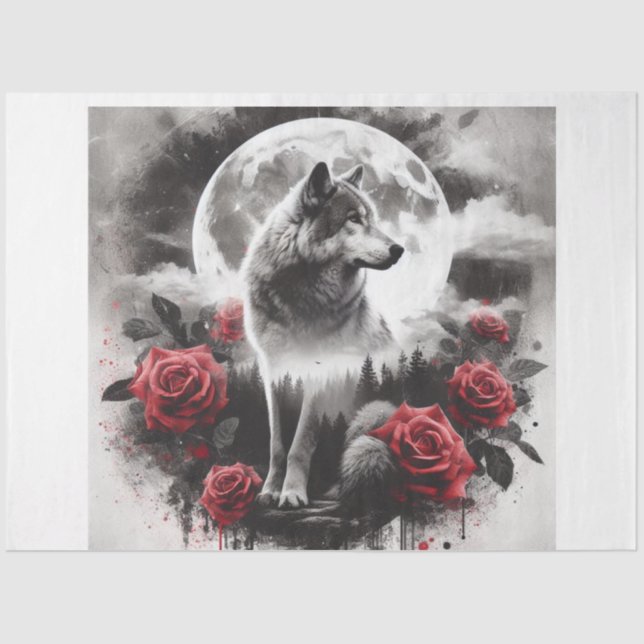 Papier Mousseline Rose Moon Wolf (Recto)