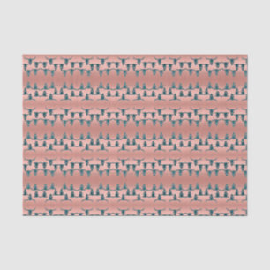 Papier Mousseline Rose Motif Gold Turquoise Parties scintillant Élég