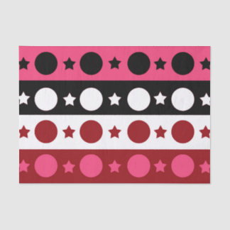 Papier Mousseline Rose noir blanc Cercle Étoiles rayures Design