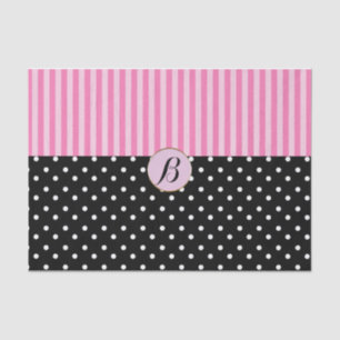 Papier Mousseline Rose noir pois rayures moderne chic parisien