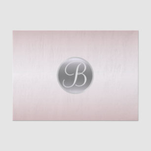 Papier Mousseline Rose Pâle Brillance Élégante Lettre Initiale Monog
