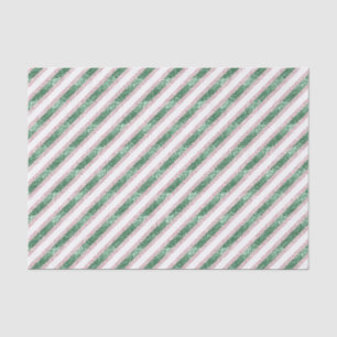 Papier Mousseline Rose Pâle Vert Pailleté Rayures Noël