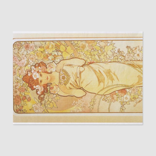 Papier Mousseline Rose par Alphonse Mucha (Recto)