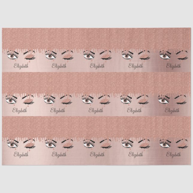 Papier Mousseline Rose Pink Gold Eyelashes Déchets Nom de la Parties (Recto)