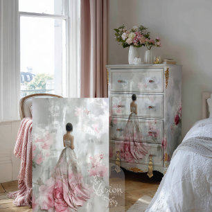 Papier Mousseline Rose Rêverie Élégante Dame Roses Roses Blush Pink