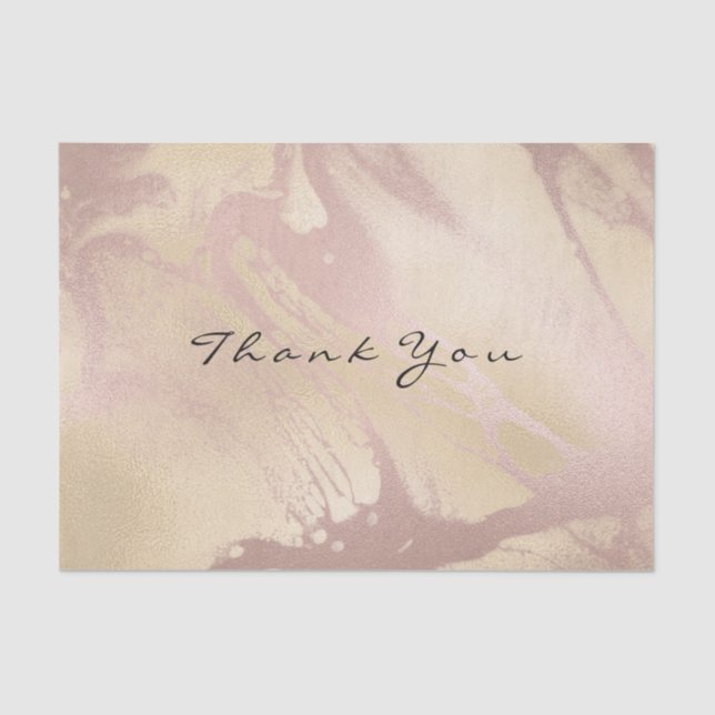 Papier Mousseline Rose Rose Or Marbre Métal Soie Merci Nom (Recto)