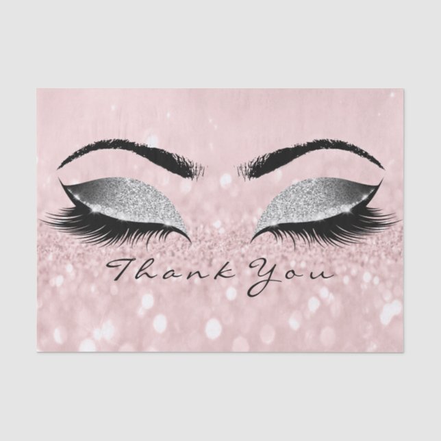 Papier Mousseline Rose Rose or Parties scintillant argent Merci yeux (Recto)