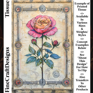 Papier Mousseline Rose rose simple,  CZ9 Découpage