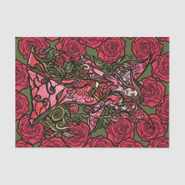 Papier Mousseline Rose rouge (Recto)