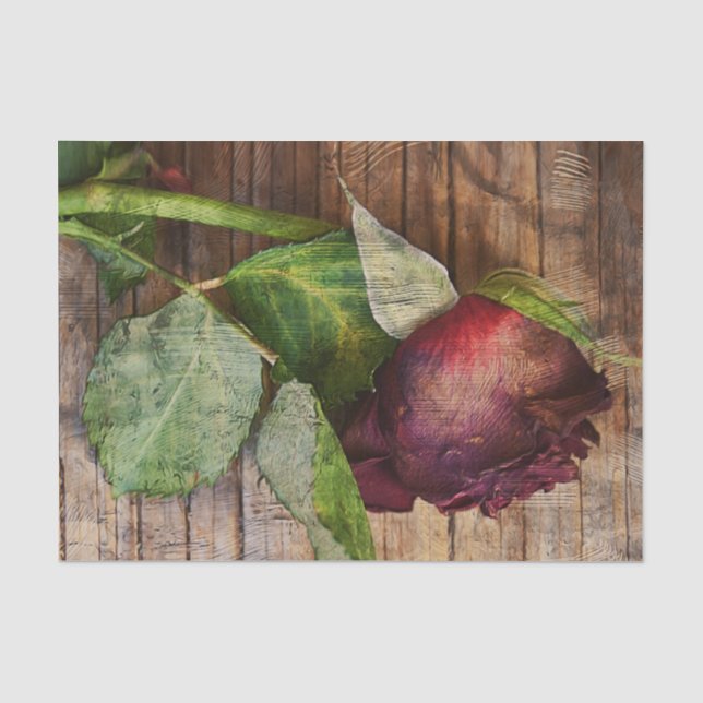 Papier Mousseline Rose rouge, bois Brown, texture rustique, floral a (Recto)