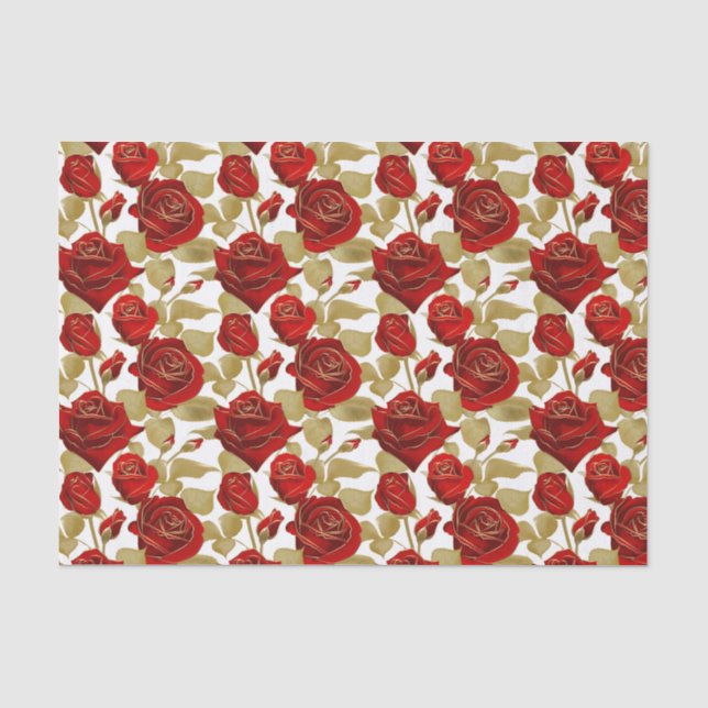 Papier Mousseline Rose Rouge Et Or (Recto)