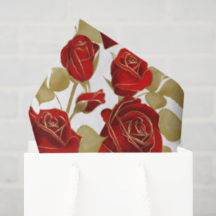Papier Mousseline Rose Rouge Et Or