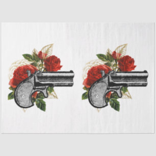 Papier Mousseline Rose Rouge Série Steampunk Design 1