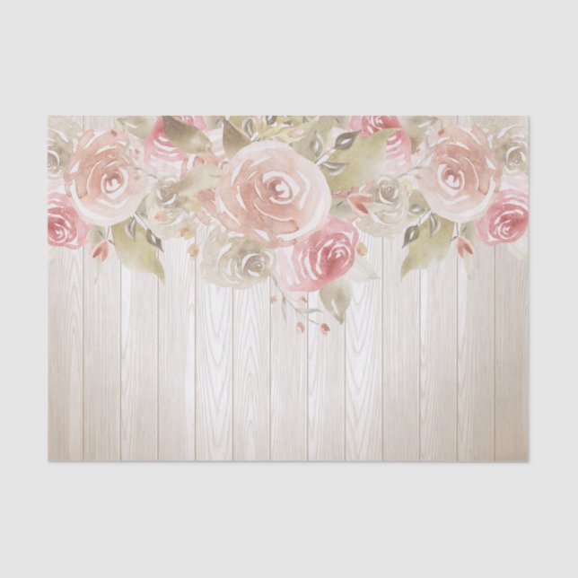 Papier Mousseline Rose Rustique Bois (Recto)