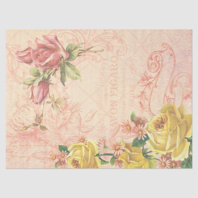 Papier Mousseline Rose vintage Ephemera (Recto)
