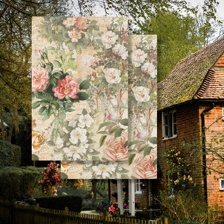 Papier Mousseline Rose Vintage Floral français Ephemera Découpage