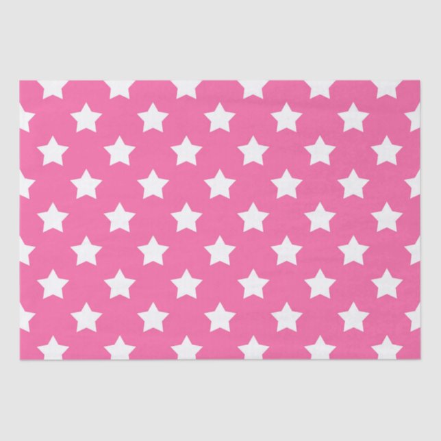 Papier Mousseline Rose White Stars Motif Décor (Recto)