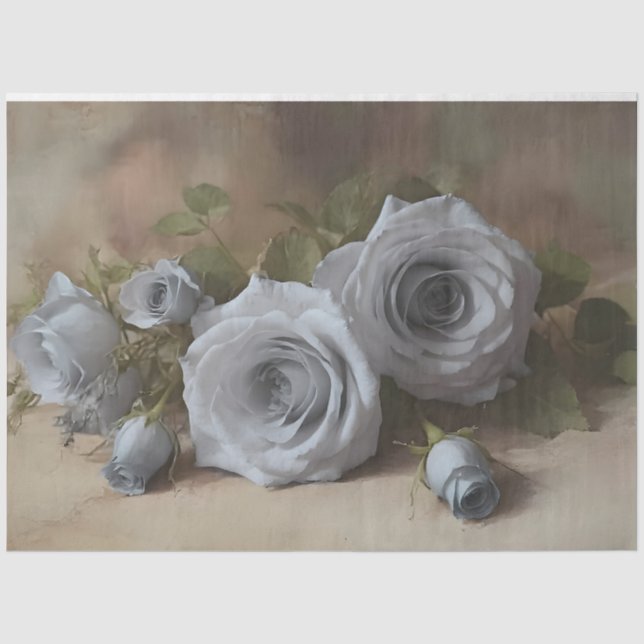 Papier Mousseline Roses argentés (Recto)