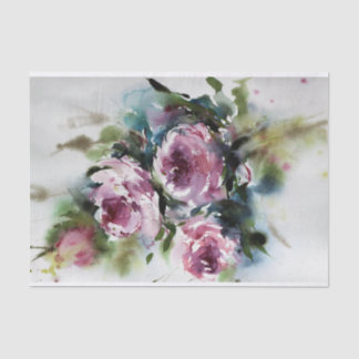 Papier Mousseline Roses d'aquarelle - pour le découpage de meubles