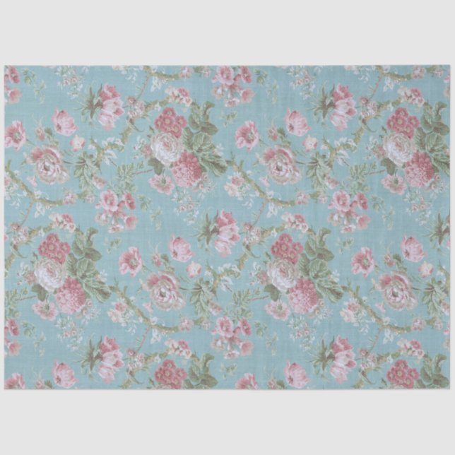 Papier Mousseline Roses de ferme rose sur Arrière - plan bleu (Recto)