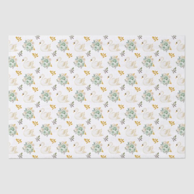 Papier Mousseline Roses de fleurs de cygne et d'or (Recto)