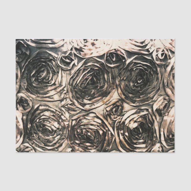 Papier Mousseline Roses de glamour or bronze rustique floral glamour (Recto)
