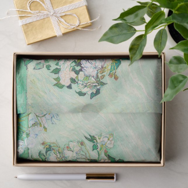 Papier Mousseline Roses de Still Life dans un vase par Vincent van G (Cadeau)