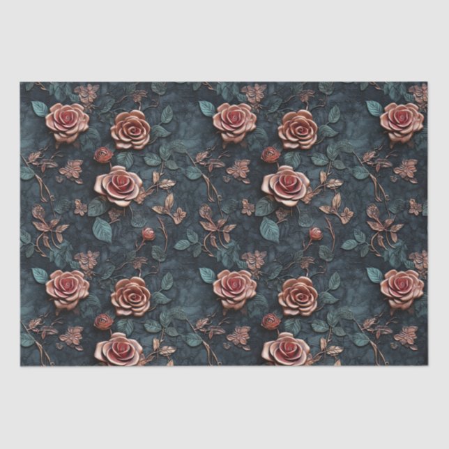 Papier Mousseline Roses d'or rose (Recto)