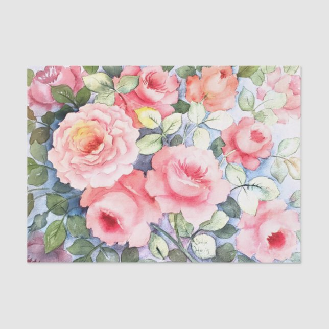 Papier Mousseline Roses en fleurs (Recto)